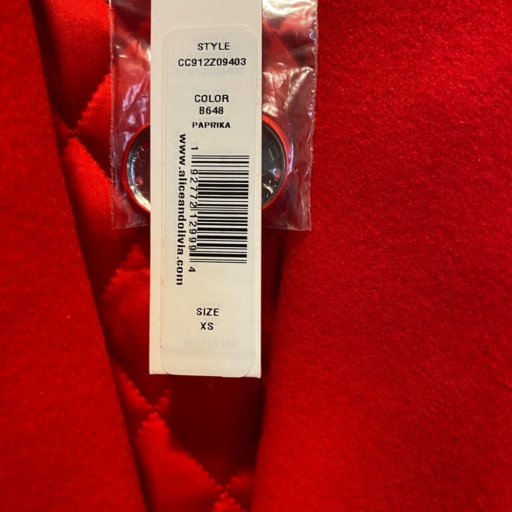 Alice + Olivia Red Wool Double Lapel Coat XS NWT Luxury Designer Statement - Picture 12 of 12